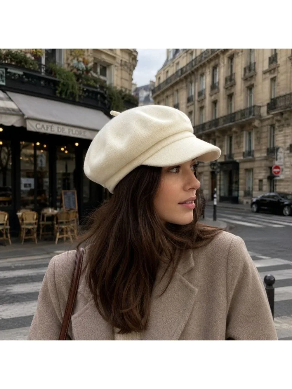 Kensie Cream Newsboy Hat Baker Boy Cap Ivory Knit Womens Winter